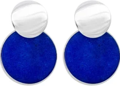 Bijou Brigitte Ohrstecker>Ohrstecker - Round Jade blau, silber