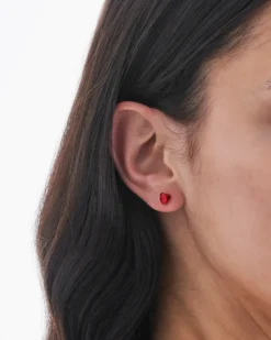 Bijou Brigitte Für Bestimmte Personen|Ohrringe 925Er Silber>Ohrstecker - Ruby Hearts rot