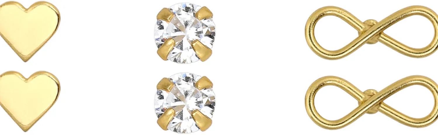 Bijou Brigitte Ohrringe 925Er Silber|Ohrringe Gold>Ohrstecker-Set - Beautiful Trio gold