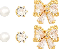 Bijou Brigitte Perlenschmuck|Ohrringe Gold>Ohrstecker-Set - Bow Trio gold, weiß