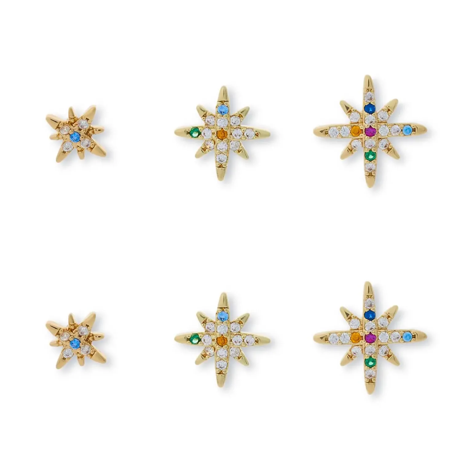 Bijou Brigitte Ohrringe Gold|Ohrstecker>Ohrstecker-Set - Colorful Stars gold