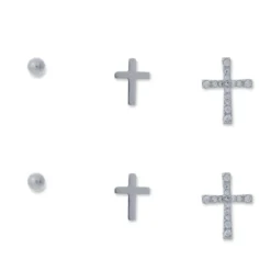 Bijou Brigitte Ohrringe 925Er Silber|Ohrringe 925Er Silber>Ohrstecker-Set - Cross Shimmer silber