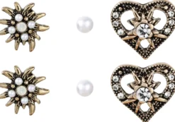 Bijou Brigitte Blumenschmuck|Ohrstecker>Ohrstecker-Set - Edelweiß Trio gold
