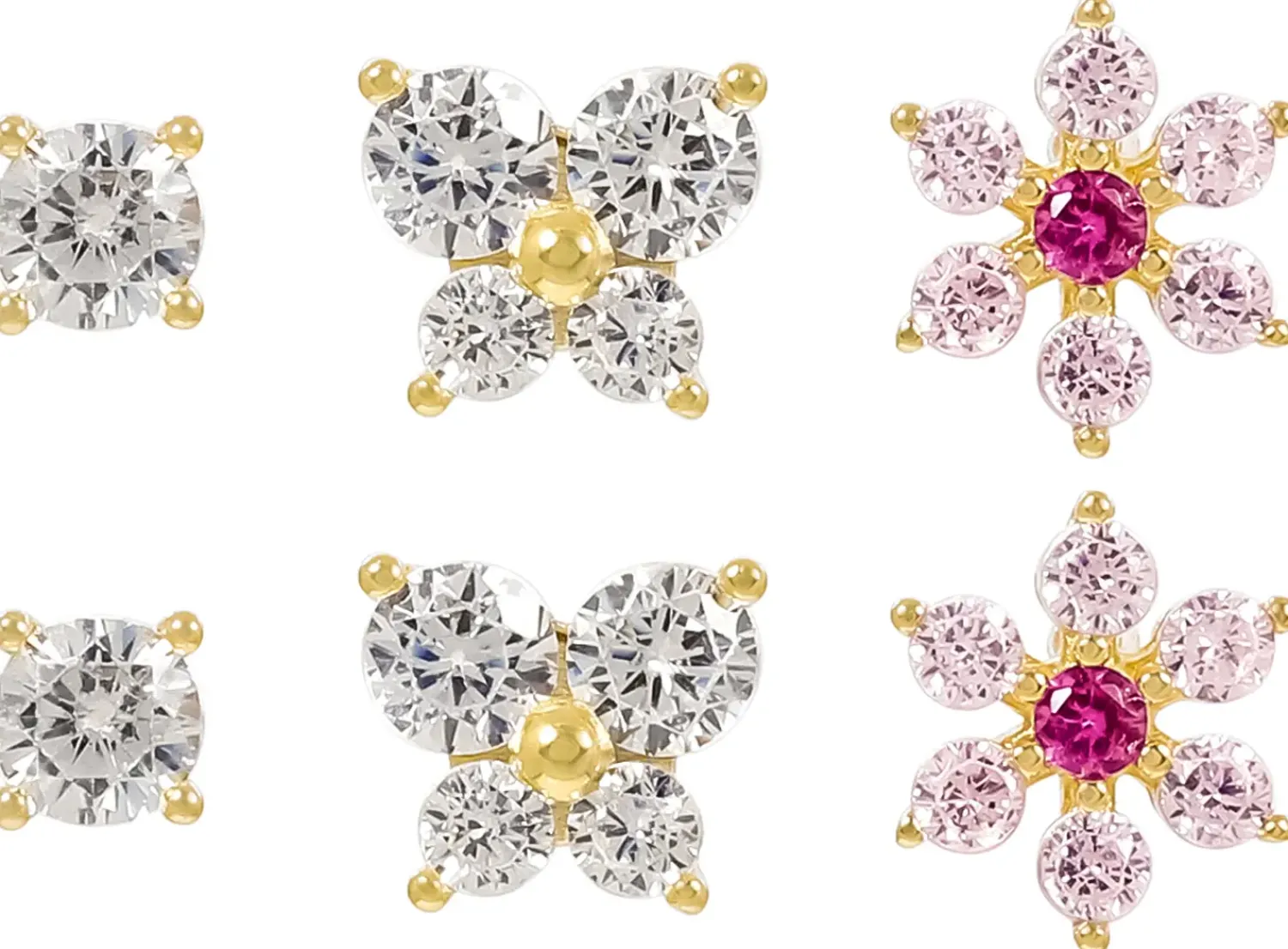 Bijou Brigitte Blumenschmuck|Silver Crystals>Ohrstecker-Set - Floral Cuties gold