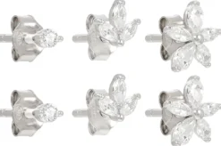 Bijou Brigitte Silver Crystals|Blumenschmuck>Ohrstecker-Set - Floral Trio silber