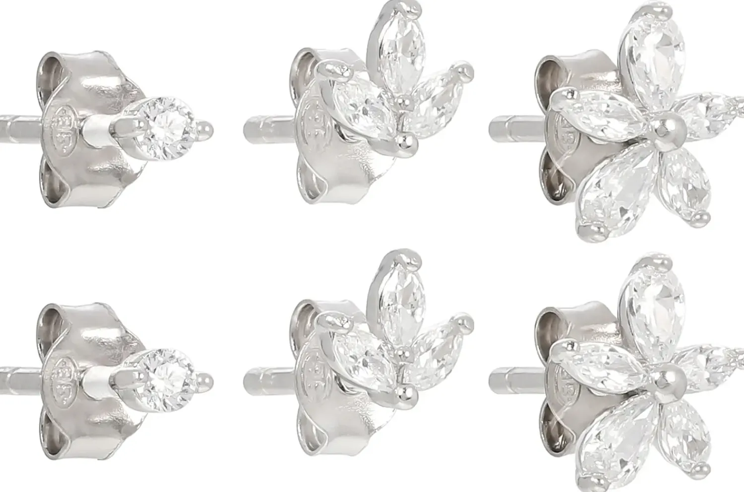 Bijou Brigitte Silver Crystals|Blumenschmuck>Ohrstecker-Set - Floral Trio silber