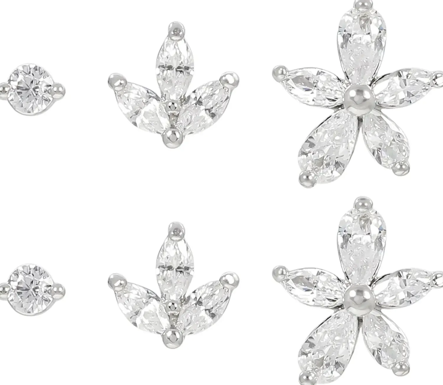 Bijou Brigitte Silver Crystals|Blumenschmuck>Ohrstecker-Set - Floral Trio silber