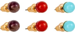Bijou Brigitte Ohrstecker>Ohrstecker-Set - Gemstone Trio türkis, braun, rot