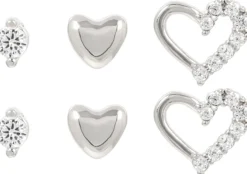 Bijou Brigitte Silver Crystals|Ohrstecker>Ohrstecker-Set - Heart Trio silber
