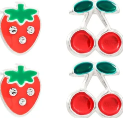 Bijou Brigitte Kinderschmuck|Ohrringe 925Er Silber>Ohrstecker-Set - Red Fruits rot