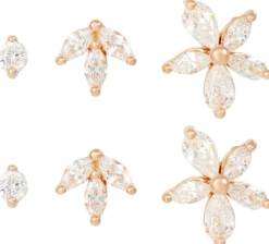 Bijou Brigitte Silver Crystals|Blumenschmuck>Ohrstecker-Set - Rosé Trio roségold