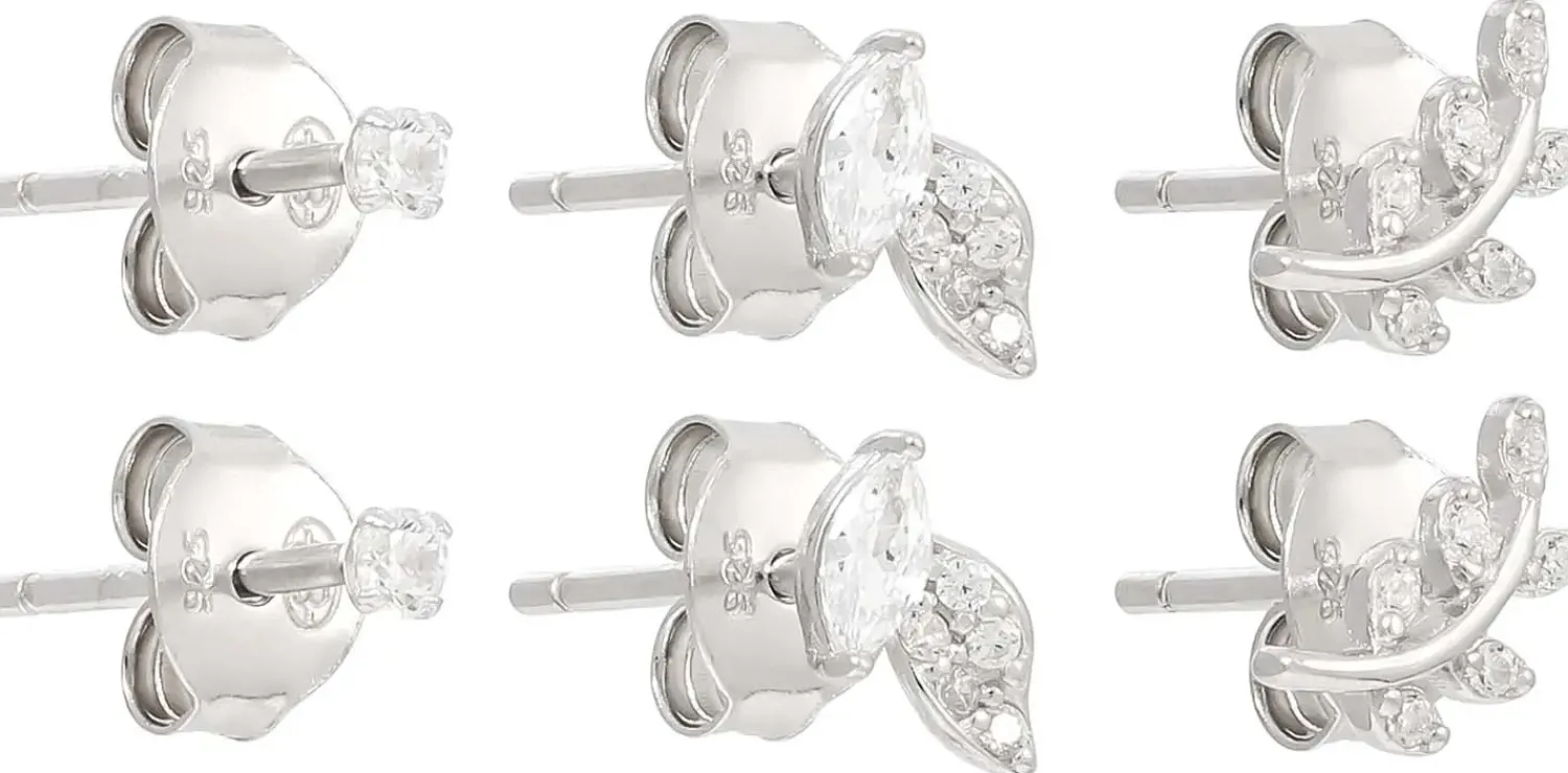 Bijou Brigitte Blumenschmuck|Silver Crystals>Ohrstecker-Set - Silver Spark silber