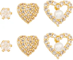 Bijou Brigitte Für Bestimmte Personen|Ohrringe Gold>Ohrstecker-Set - Sparkle Heart gold