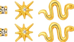 Bijou Brigitte Ohrringe 925Er Silber|Ohrringe Gold>Ohrstecker-Set - Sparkling Stars gold