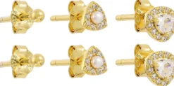 Bijou Brigitte Ohrringe Gold|Silver Crystals>Ohrstecker-Set - Sparkly Trio gold