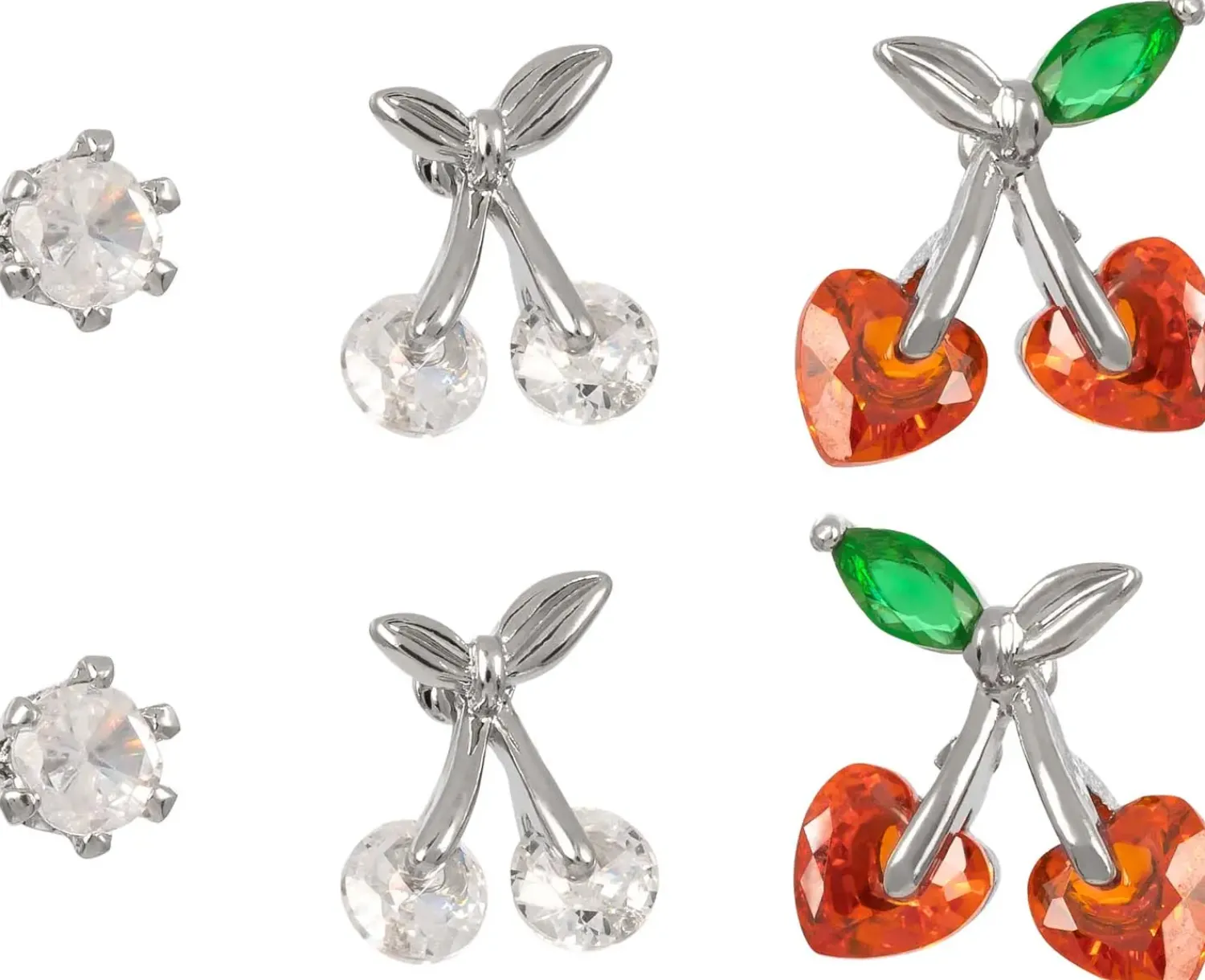 Bijou Brigitte Ohrstecker>Ohrstecker-Set - Springtime Cherries silber