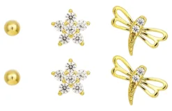 Bijou Brigitte Blumenschmuck|Silver Crystals>Ohrstecker-Set - Spring Trio gold