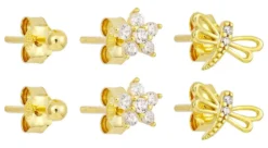 Bijou Brigitte Blumenschmuck|Silver Crystals>Ohrstecker-Set - Spring Trio gold