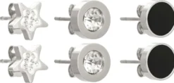 Bijou Brigitte Ohrstecker|Herrenohrringe>Ohrstecker-Set - Steel Stars schwarz, silber