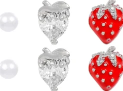 Bijou Brigitte Ohrstecker>Ohrstecker-Set - Strawberry Trio rot, silber
