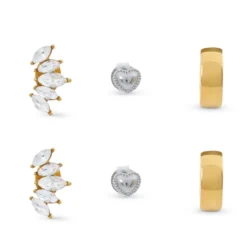 Bijou Brigitte Edelstahlschmuck In Gold|Edelstahlschmuck In Silber>Ohrstecker-Set - Triple Steel gold, silber