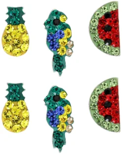 Bijou Brigitte Bunter Schmuck|Ohrringe 925Er Silber>Ohrstecker-Set – Tropical Paradise mehrfarbig