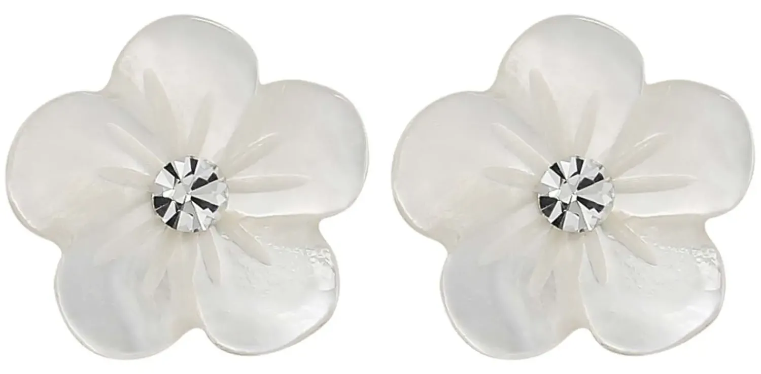 Bijou Brigitte Blumenschmuck|Ohrstecker>Ohrstecker - Shell Flower weiß