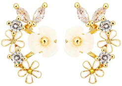 Bijou Brigitte Ohrringe Gold|Blumenschmuck>Ohrstecker - Soft Sakura gold, weiß