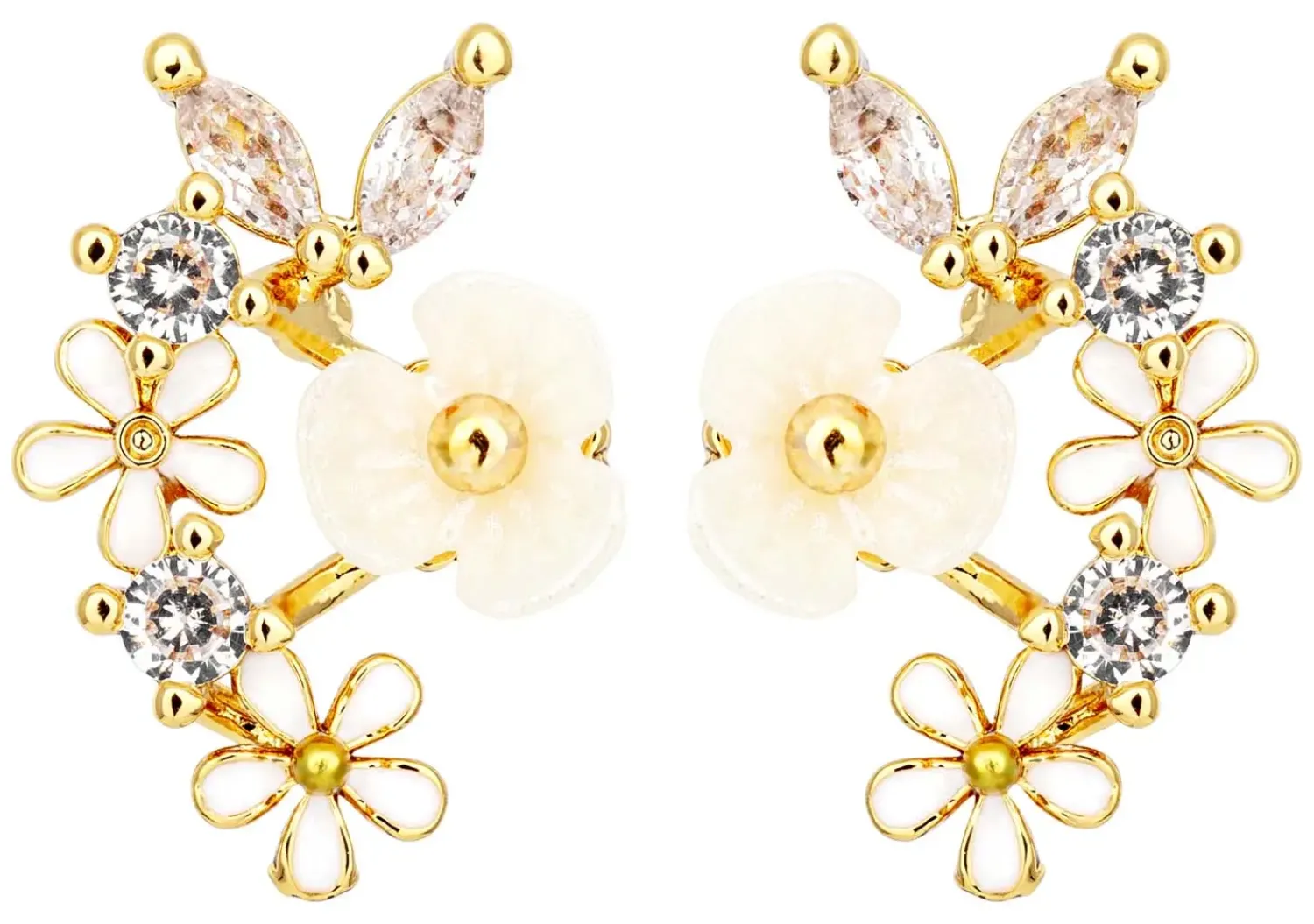 Bijou Brigitte Ohrringe Gold|Blumenschmuck>Ohrstecker - Soft Sakura gold, weiß