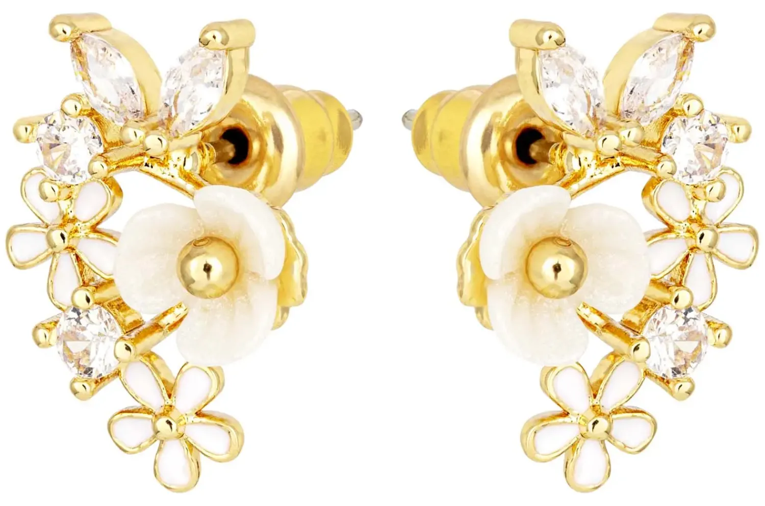 Bijou Brigitte Ohrringe Gold|Blumenschmuck>Ohrstecker - Soft Sakura gold, weiß