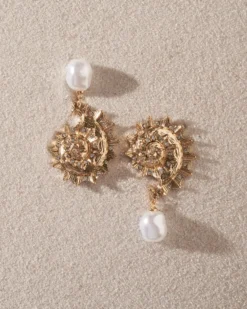 Bijou Brigitte Muschelschmuck|Ohrringe Gold>Ohrstecker - Sparkling Shells gold