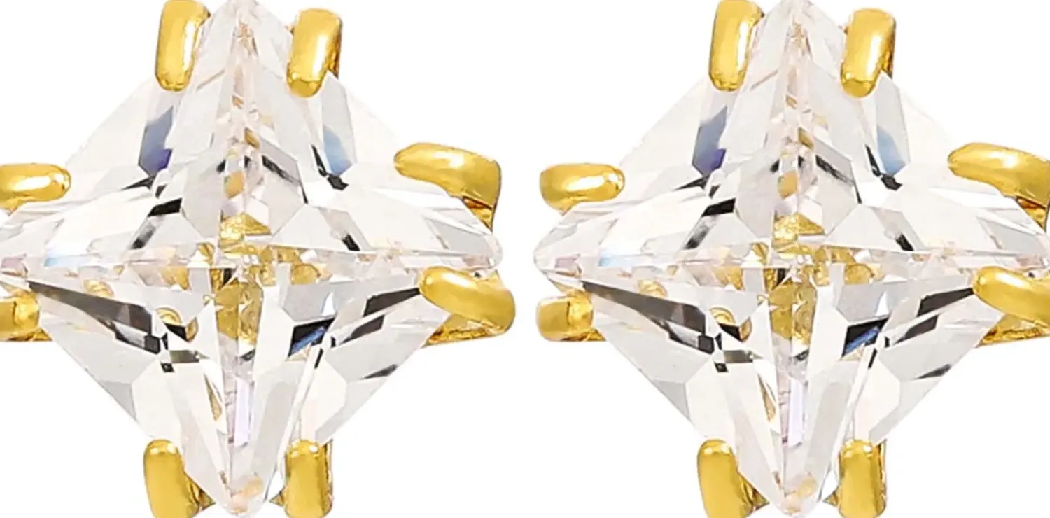 Bijou Brigitte Ohrringe Gold|Silver Crystals>Ohrstecker - Square Sparkle gold