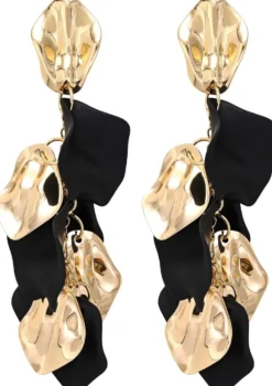 Bijou Brigitte Ohrringe Gold|Blumenschmuck>Ohrstecker - Statement Leaves schwarz, gold