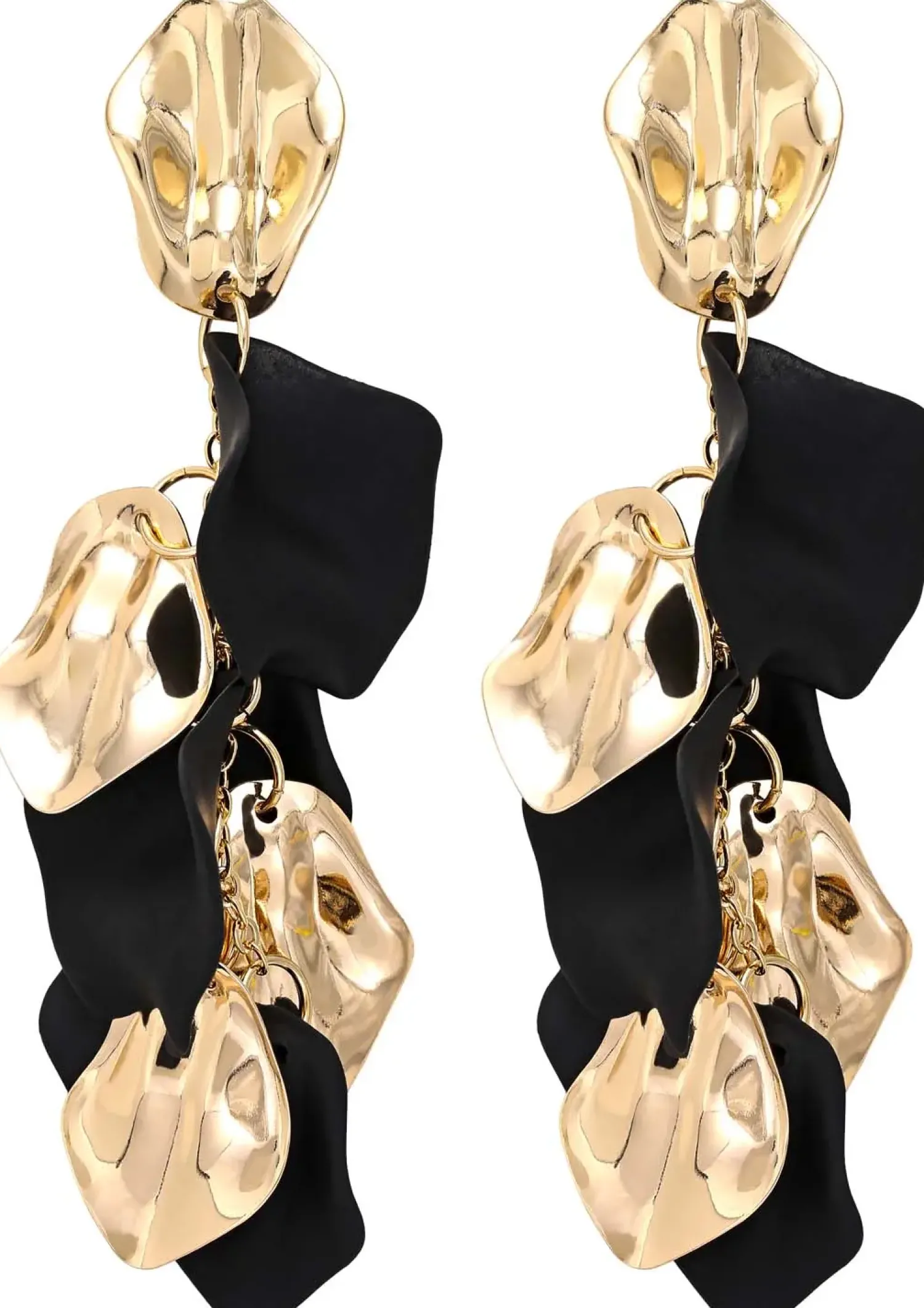 Bijou Brigitte Ohrringe Gold|Blumenschmuck>Ohrstecker - Statement Leaves schwarz, gold