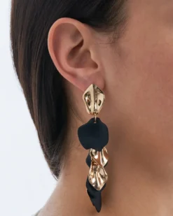 Bijou Brigitte Ohrringe Gold|Blumenschmuck>Ohrstecker - Statement Leaves schwarz, gold
