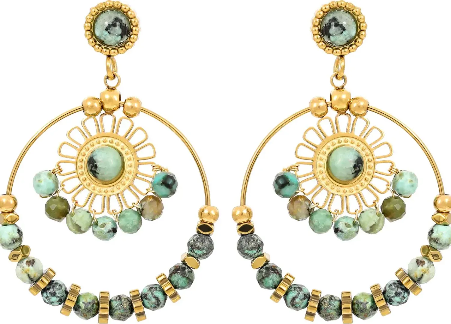Bijou Brigitte Ohrringe Gold|Edelstahlohrringe>Ohrstecker - Summer Turquoise gold, grün