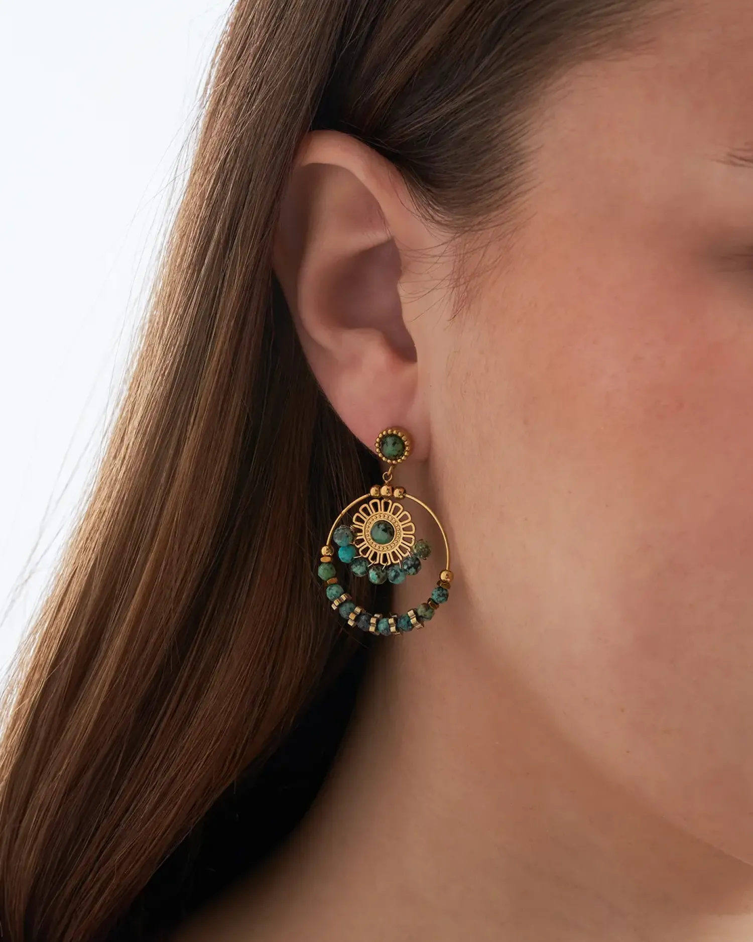 Bijou Brigitte Ohrringe Gold|Edelstahlohrringe>Ohrstecker - Summer Turquoise gold, grün