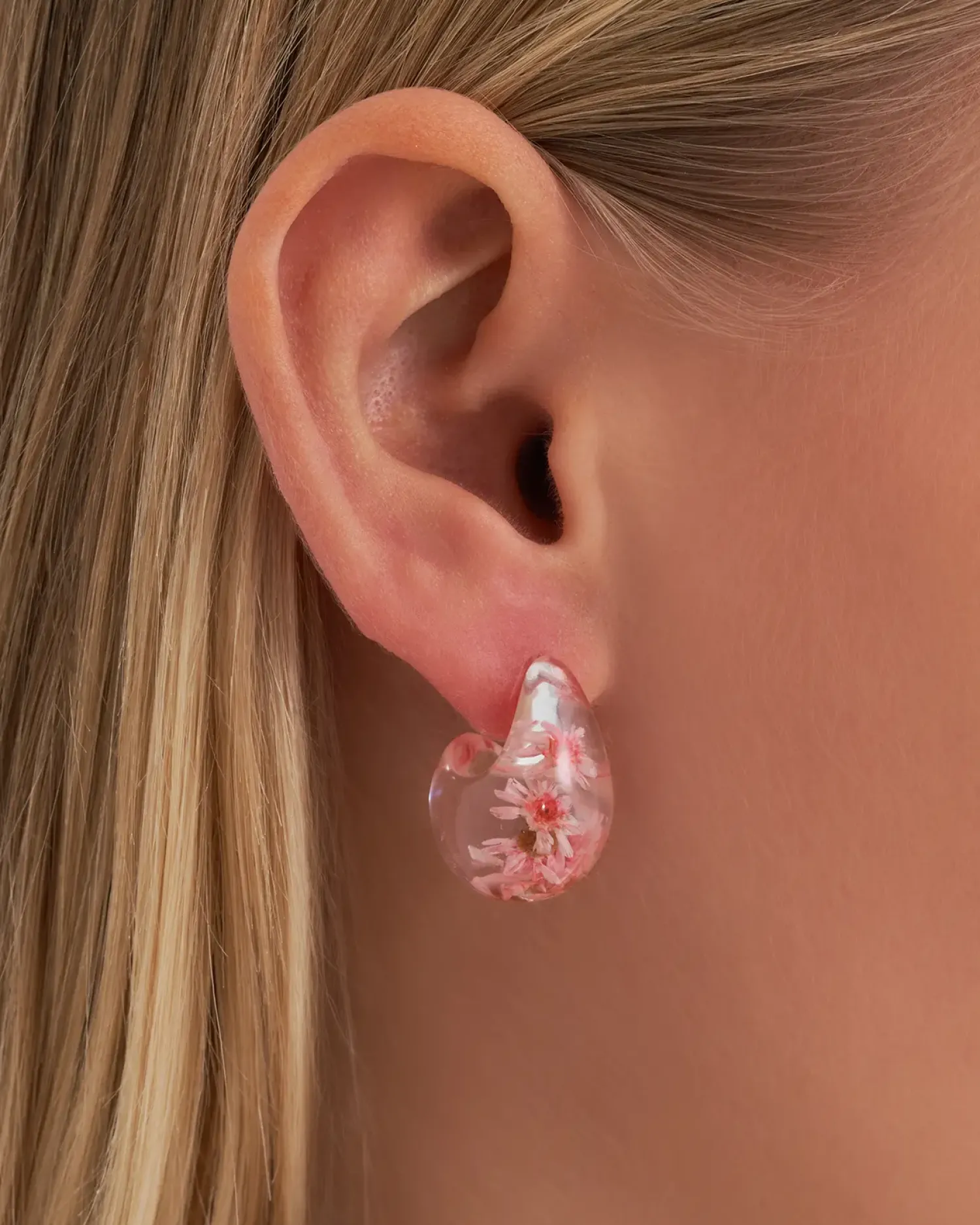 Bijou Brigitte Blumenschmuck|Ohrstecker>Ohrstecker - Transparent Flower rosa