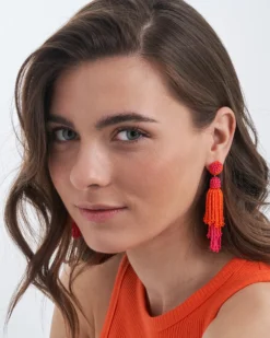 Bijou Brigitte Ohrstecker>Ohrstecker - Vibrant Tassel orange, pink