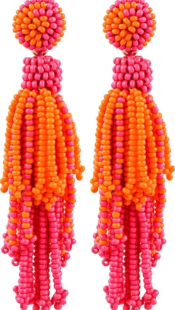 Bijou Brigitte Ohrstecker>Ohrstecker - Vibrant Tassel orange, pink