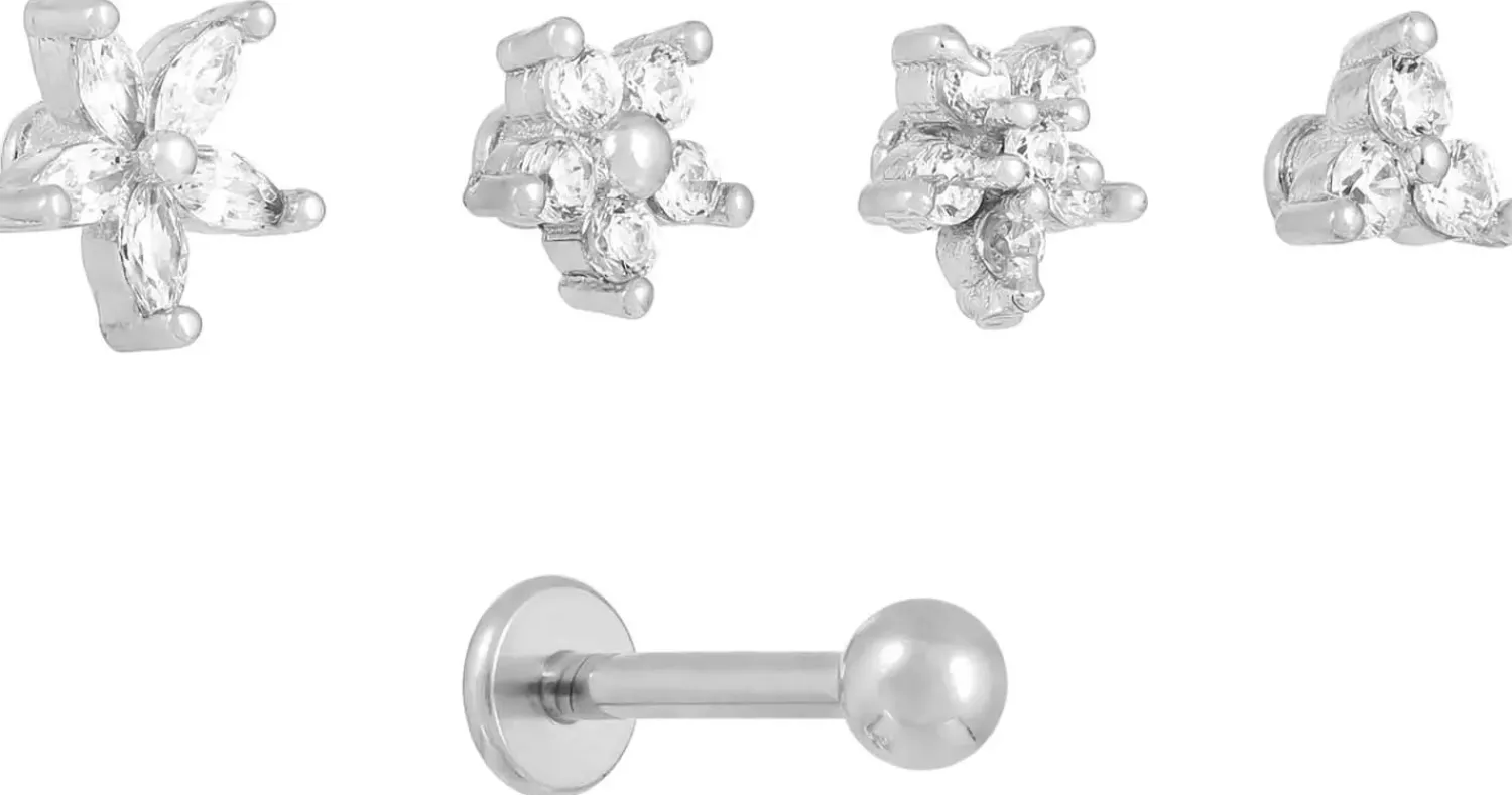 Bijou Brigitte Lippenpiercings|Piercings Silber>Piercing-Set - Silver Blossoms silber