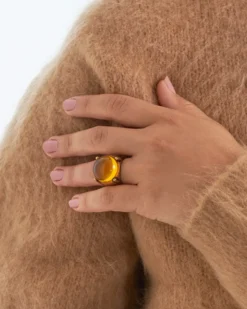 Bijou Brigitte Ringe Gold>Ring - Amber Ball gold, gelb