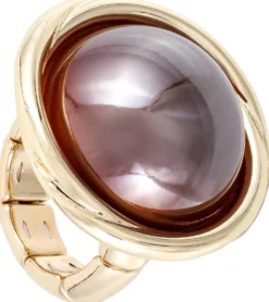 Bijou Brigitte Statement-Ringe|Ringe Gold>Ring - Amber Pearl braun, gold