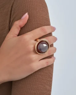 Bijou Brigitte Statement-Ringe|Ringe Gold>Ring - Amber Pearl braun, gold