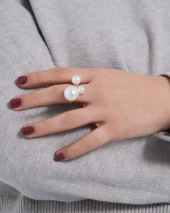 Bijou Brigitte Perlenschmuck|Statement-Ringe>Ring - Big Pearls gold, weiß