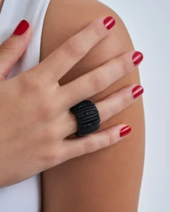 Bijou Brigitte Statement-Ringe>Ring - Black Stripes schwarz