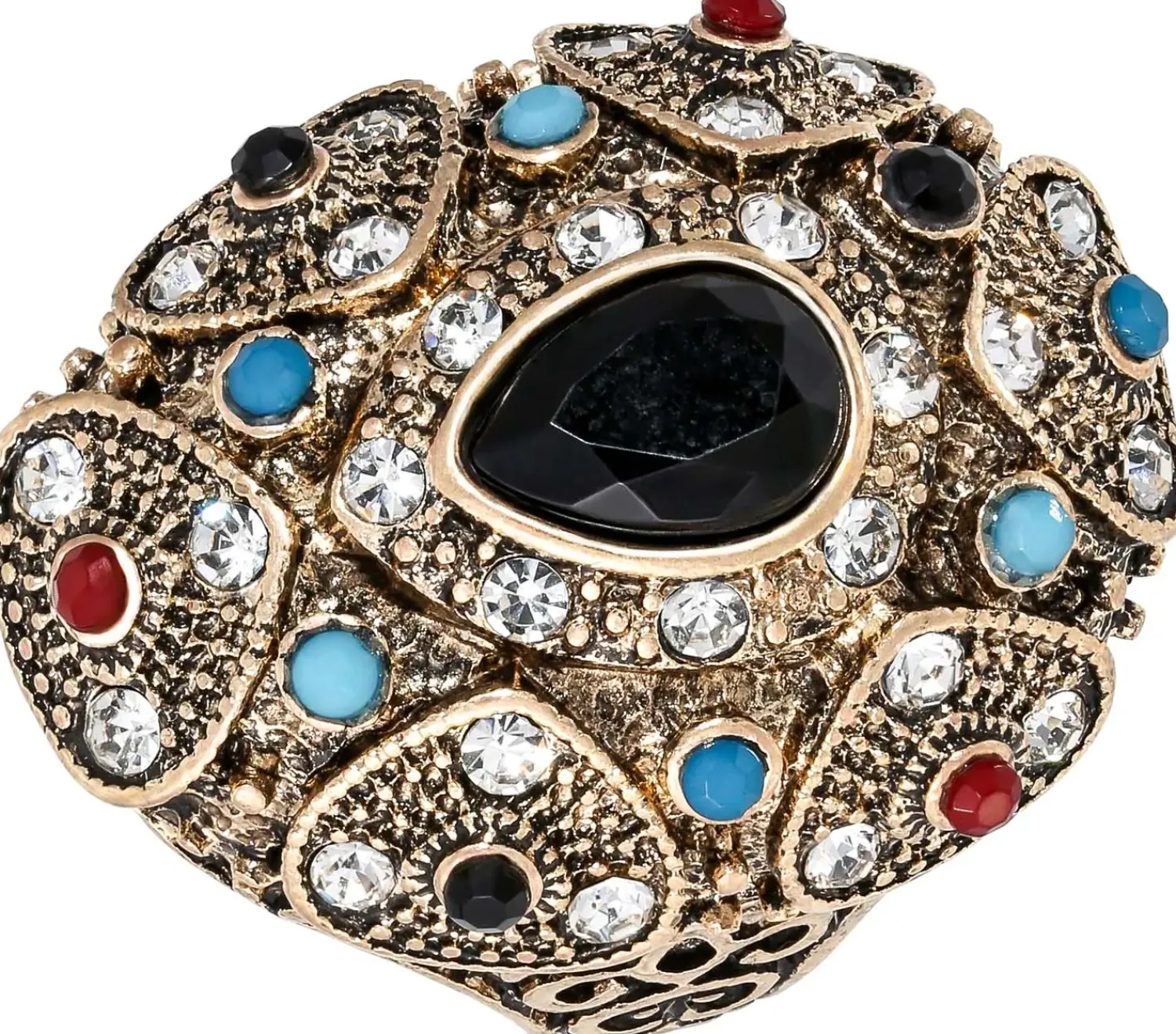 Bijou Brigitte Statement-Ringe|Ringe Gold>Ring - Black Teardrop gold