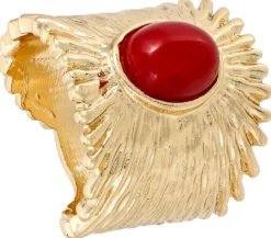 Bijou Brigitte Statement-Ringe|Ringe Gold>Ring - Boho Jade gold, rot