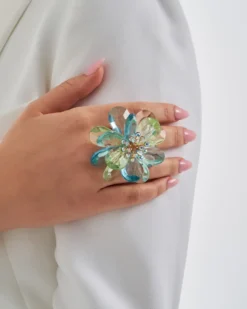 Bijou Brigitte Blumenschmuck|Statement-Ringe>Ring - Botanical Glow gold, blau