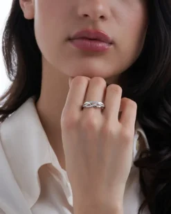 Bijou Brigitte Ringe 925Er Silber|Ringe 925Er Silber>Ring - Braided Sparkle silber
